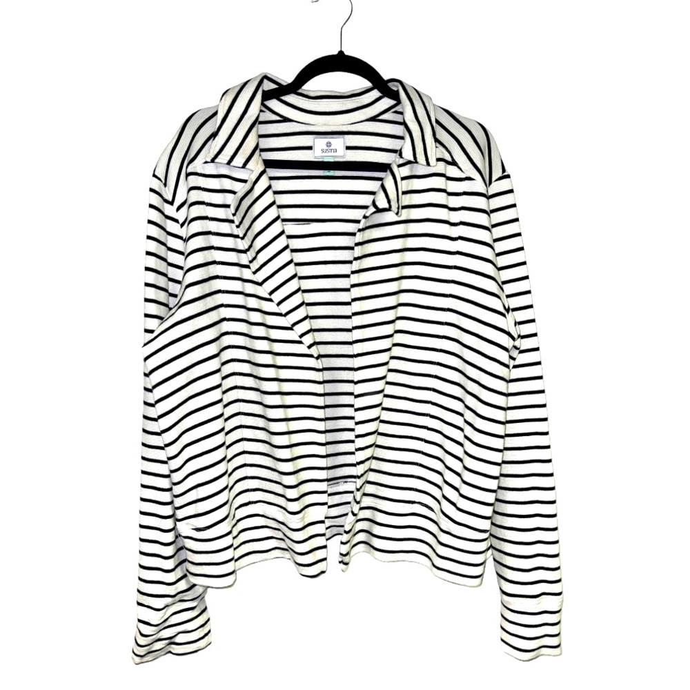 Susina Nordstrom Soft White Black Striped Blazer